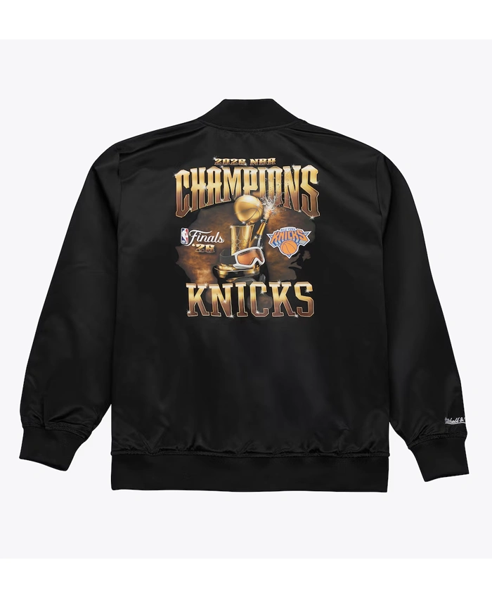 order now NY Knicks Mitchell & Ness 2026 Champions Black Satin Jacket