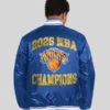 order now New York Knicks Starter 2026 NBA Finals Champions Satin Varsity Jacket
