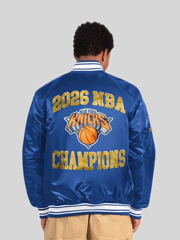 order now New York Knicks Starter 2026 NBA Finals Champions Satin Varsity Jacket