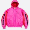 order now Supreme X Jordan 2026 Pink Hooded Leather Jacket