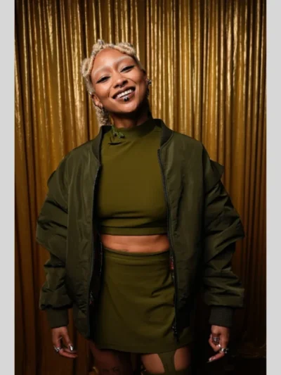 order now Tati Gabrielle Mortal Kombat 2 Green Bomber Jacket