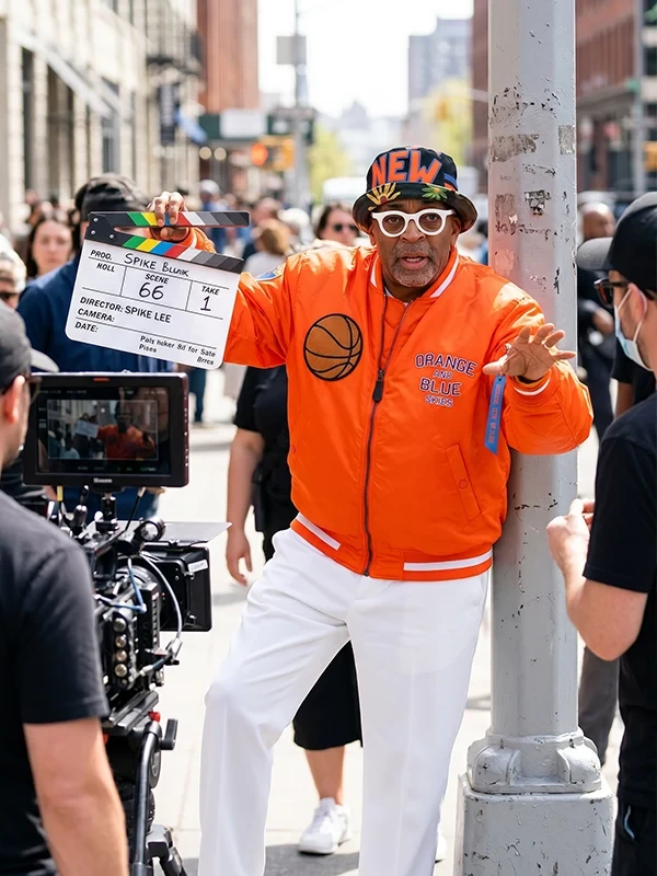 shop now Basketball Finals Spike Lee Orange Knicks Jacket 2026