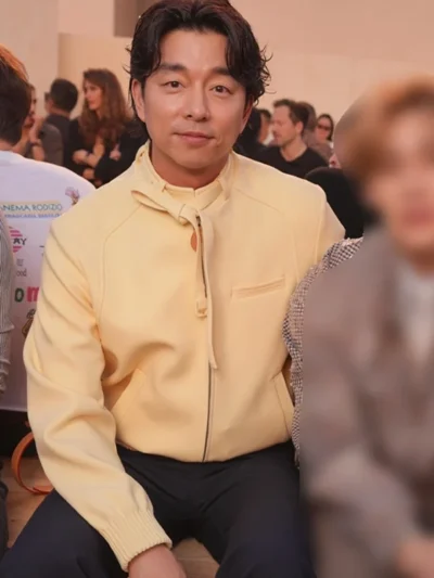 shop now Gong Yoo Louis Vuitton SS27 Yellow Leather Jacket for sale