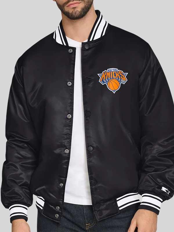 shop now New York Knicks Starter Triangle Varsity Jacket