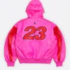 shop now Supreme X Jordan 2026 Pink Hooded Leather Jacket