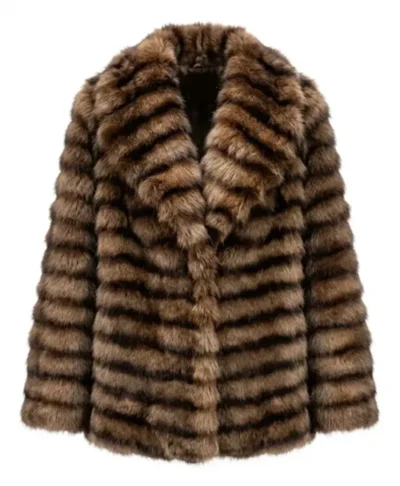 2026 Fightland Anita Joy Uwajeh Brown Fur Coat