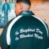 Aaron Pierre Custom Green Leather Varsity Jacket