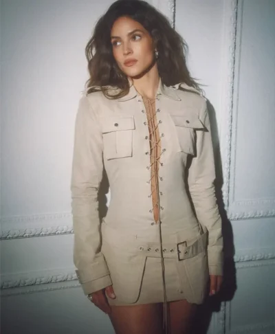 Adria Arjona Beige Lace-Up Jacket