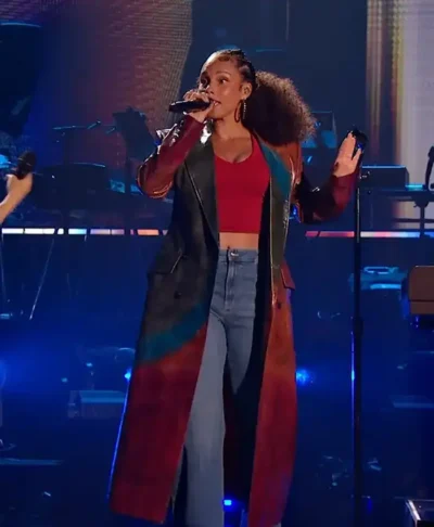 Alicia Keys Leather Coat American Idol S24
