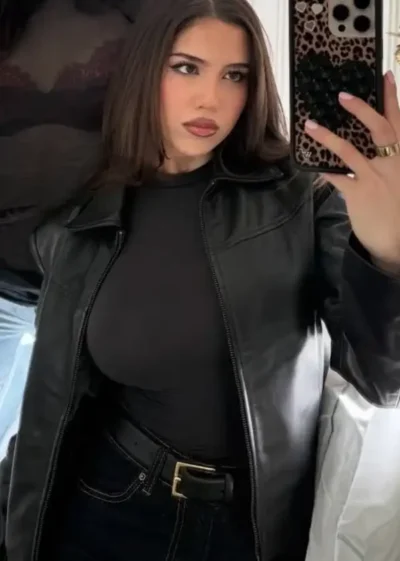 Amanda Diaz Black Leather Jacket 2026