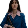 Anne Hathaway Blue Floral Coat