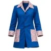 Anne Hathaway Blue Floral Coat