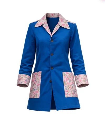 Anne Hathaway Blue Floral Coat