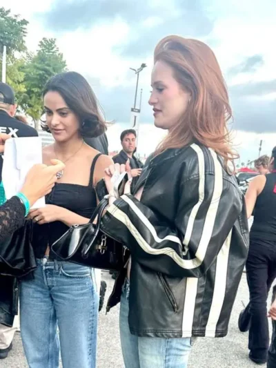 Ariana Grande Concert Madelaine Petsch Black Leather Jacket