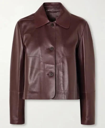 Arma Women's Burgundy Leather Jacket