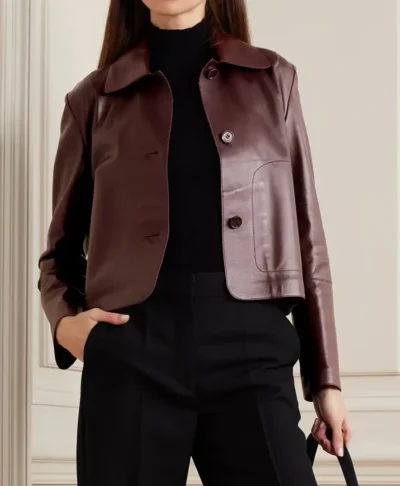 Arma Women's Burgundy Leather Jacket