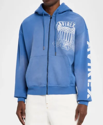 Avirex Distress Icon Patch Washed Full-Zip Hoodie