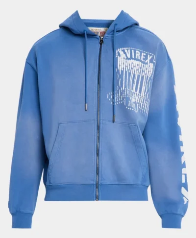 Avirex Distress Icon Patch Washed Full-Zip Hoodie
