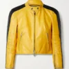 Balenciaga Yellow Cropped Leather Jacket