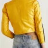 Balenciaga Yellow Cropped Leather Jacket