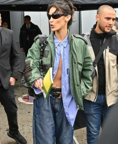 Bella Hadid Green Bomber Jacket