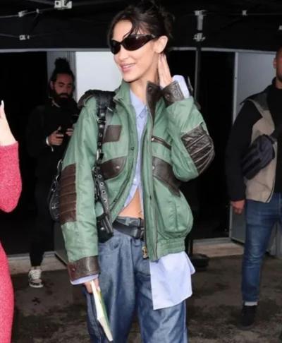 Bella Hadid Green Bomber Jacket