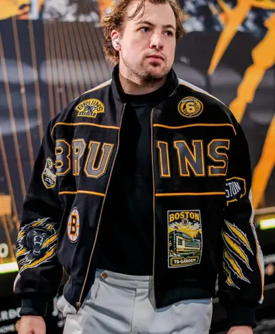 Charlie McAvoy Boston Bruins Black Bomber Jacket