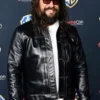 CinemaCon Jason Momoa Black Leather Jacket