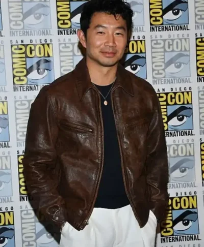 Comic-Con 2026 Simu Liu Brown Leather Jacket