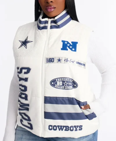 Dallas Cowboys White Puffer Vest