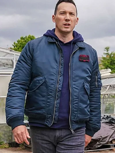 David Caves Silent Witness Blue Bomber Jacket