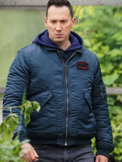 David Caves Silent Witness Blue Bomber Jacket