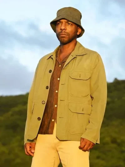 Death in Paradise Don Gilet Green Cotton Jacket