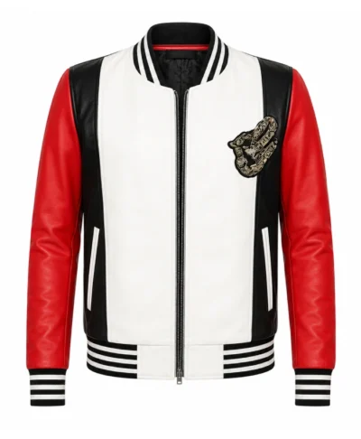 Dubai 2026 Rema Red and White Leather Jacket for sale