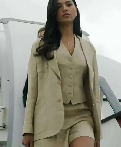 Eiza González In the Grey 2026 Beige Blazer