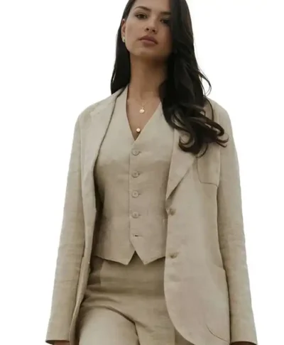 Eiza González In the Grey 2026 Beige Blazer