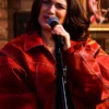 Ella Bright Red Bomber Off Campus Jacket