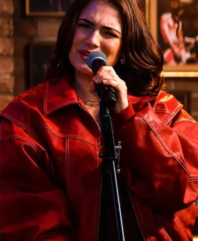 Ella Bright Red Bomber Off Campus Jacket