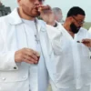 Fat Joe Michael Rubin White Party 2026 White Biker Jacket for sale