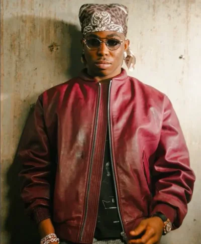 Fola Burgundy Leather Bomber Jacket