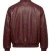 Fola Burgundy Leather Bomber Jacket