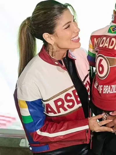Gabrielle Figueiredo Arsenal Biker Leather Jacket for sale
