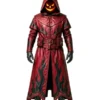 Gothic Red Leather Halloween Duster Coat