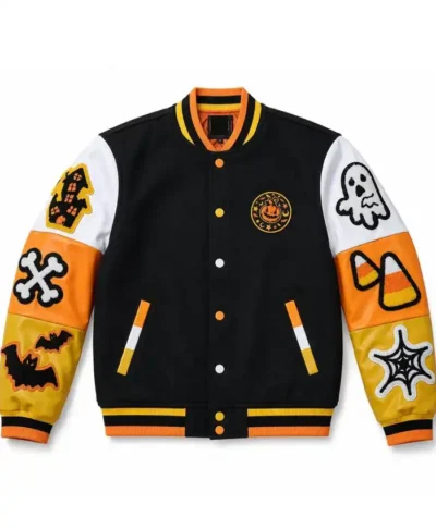 Halloween Boo Patches Varsity Jacket