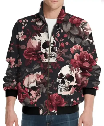 Halloween Floral Skull Windbreaker Jacket