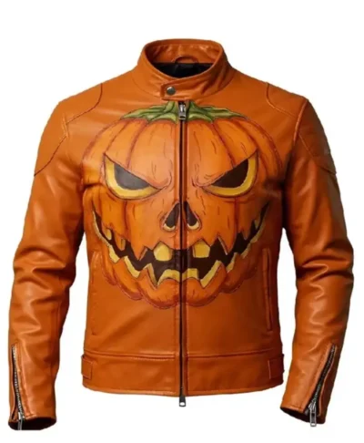 Halloween Pumpkin Leather Jacket