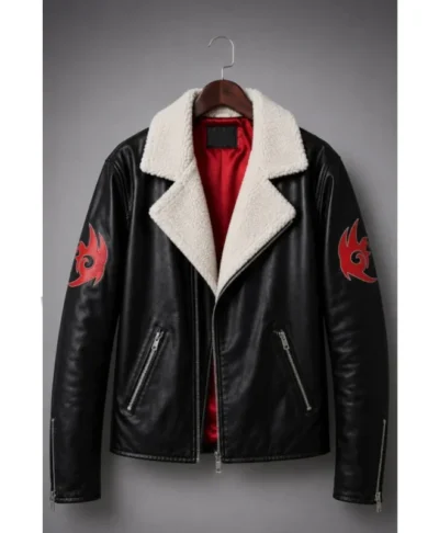 Halloween Shadow Hedgehog Fur Leather Jacket