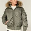 Hollister Faux Fur Hooded Bomber Jacket