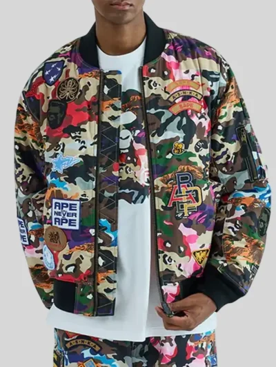 Hybrid Camo Multi Badge Padded MA-1 Jacket