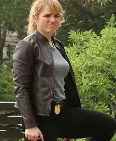 Jacqueline Byers NCIS NY 2026 Brown Leather Jacket